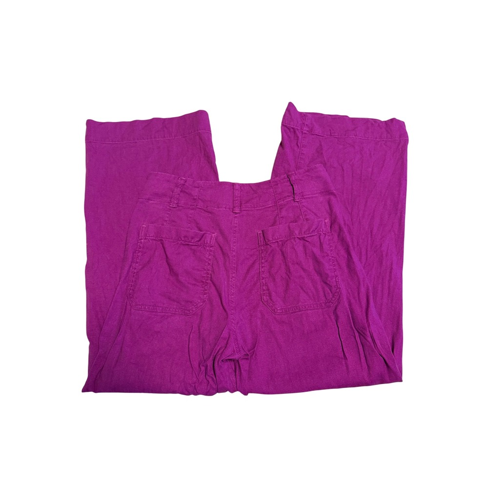 Maeve Anthropologie The Colette Wide Leg Pants Magenta Purple Linen Blend Size 2 - Picture 7 of 7